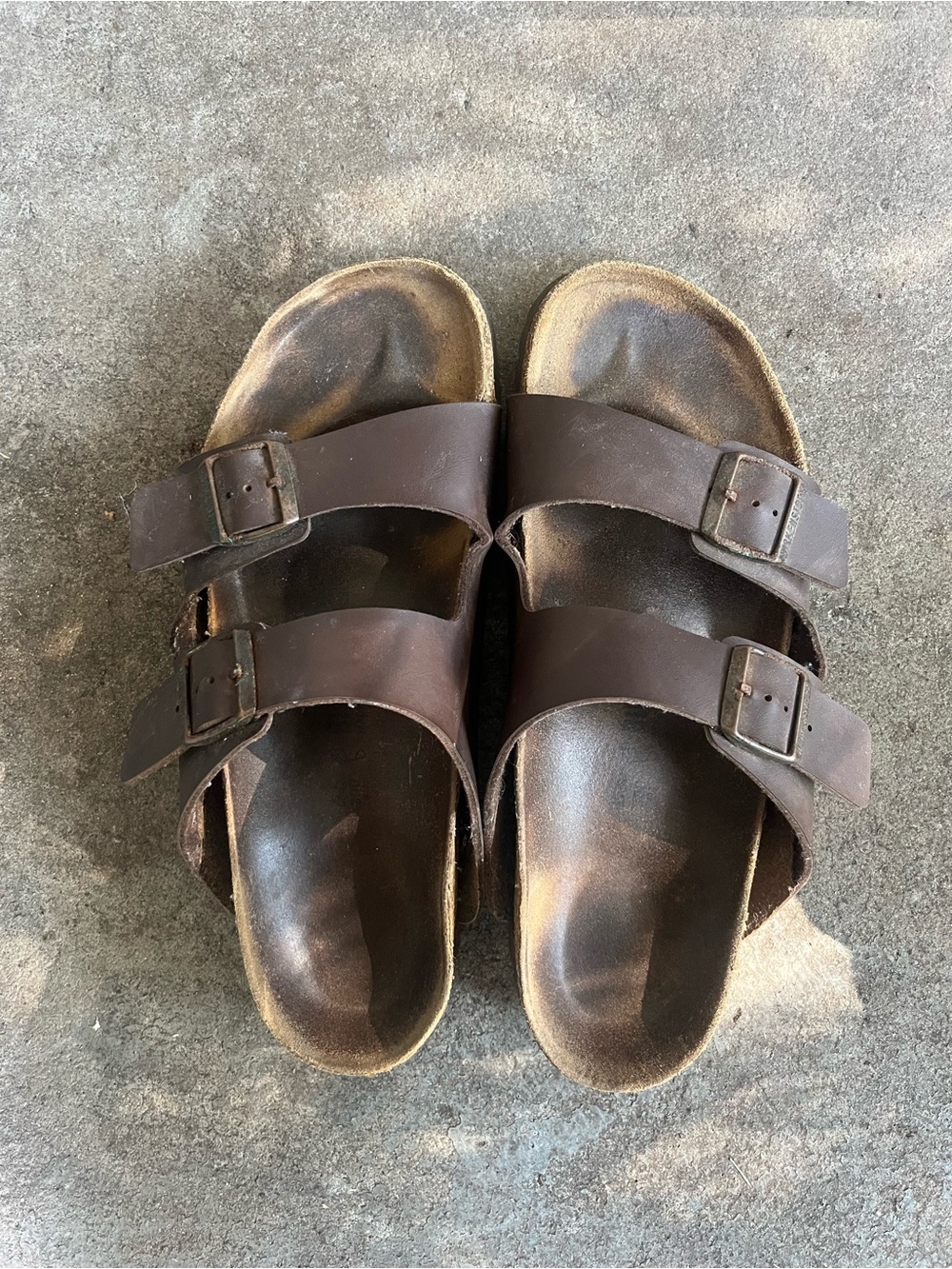 Birkenstock Arizona Men's Size 13 EU 46 Brown Leather 2-Strap Sandals